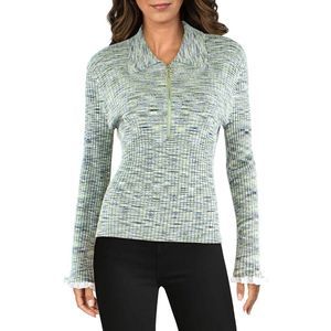 Jonathan Simkhai Womens Allyson Green Space Die Ribbed Pullover Top Shirt NWOT